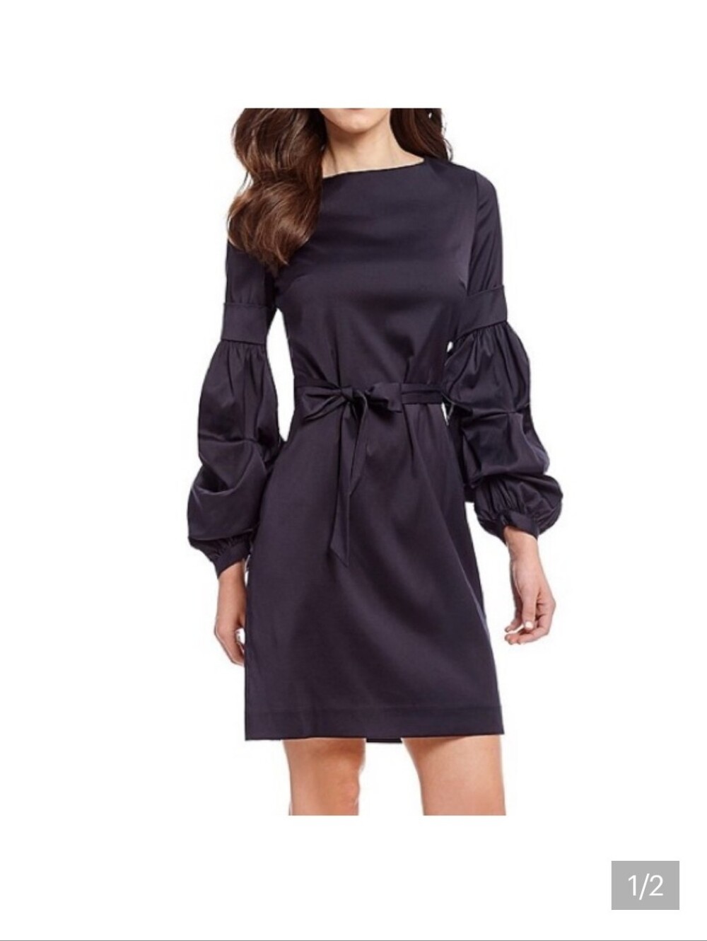 ANTONIO MELANI Black Long Sleeve Bow-Belted Mini Dress — Size 2